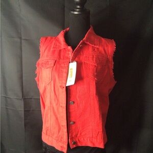 #654.  Red Denim Vest